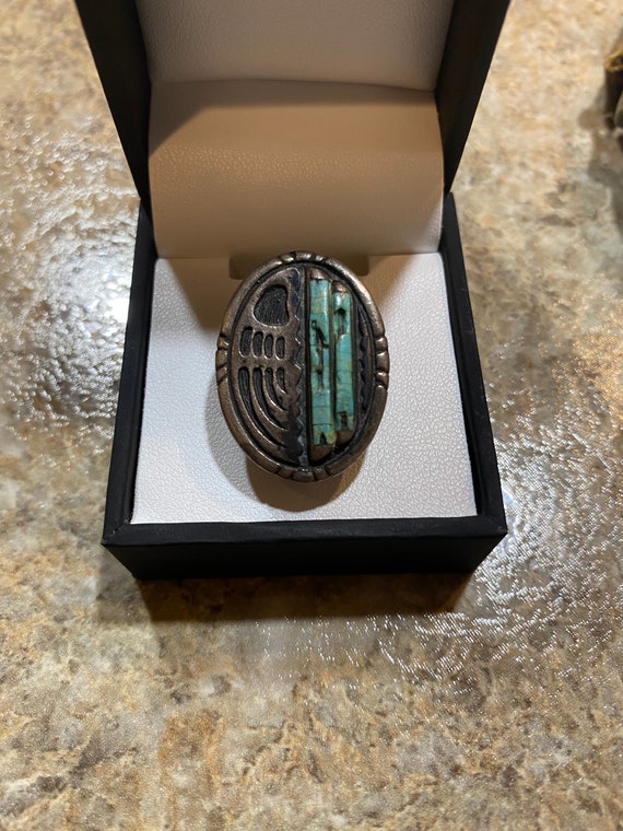 Sterling Silver Turquoise Oval Design Ring Size: 5