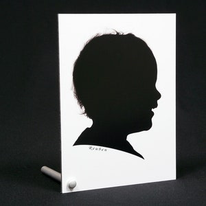 Silhouette Kunstportrait auf Aluminiumplatte für Desktop von Deinem eigenen Foto. Weihnachten, Geburtstag, Muttertag, Vatertagsgeschenk.