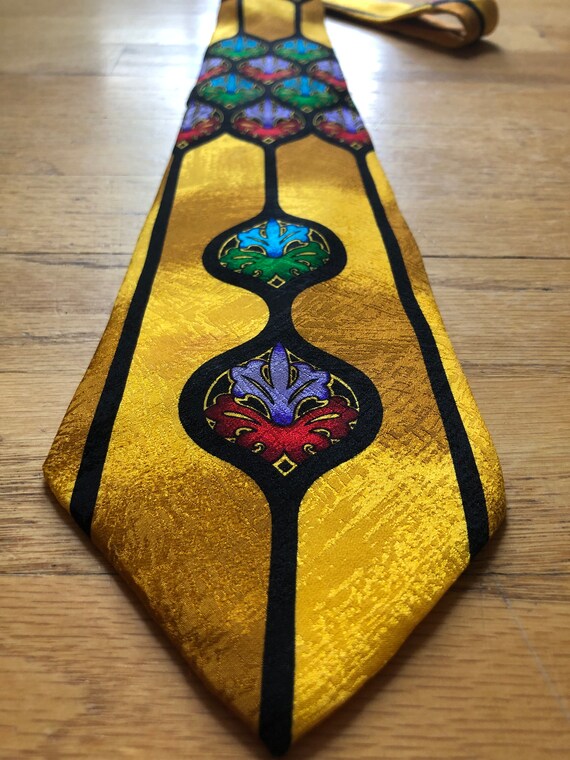 Rush Limbaugh vintage silk tie - Tapestry gold - … - image 2