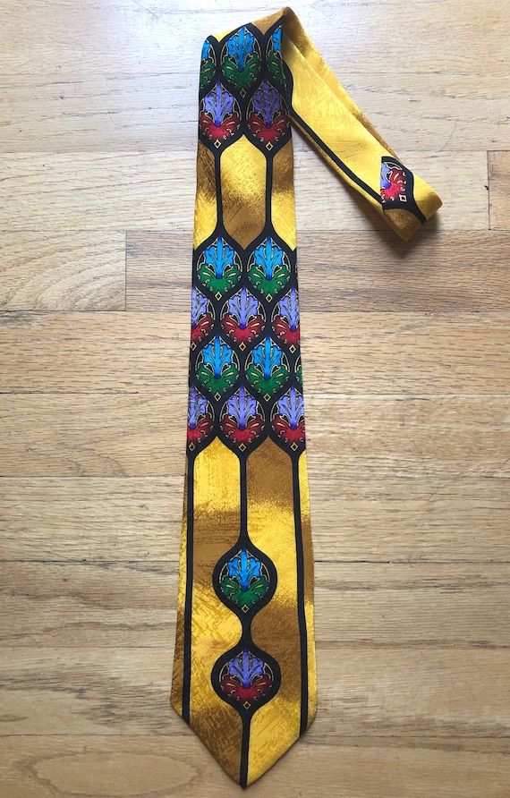 Rush Limbaugh vintage silk tie - Tapestry gold - … - image 1