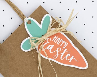 Printable - Happy Easter Carrot Shaped Gift Tags - DIGITAL FILE - HT325