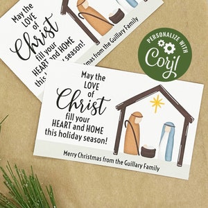 EDITIERBAR - Liebe Christi Weihnachtskrippe Geschenkanhänger - Druckbare digitale Datei - HTX051