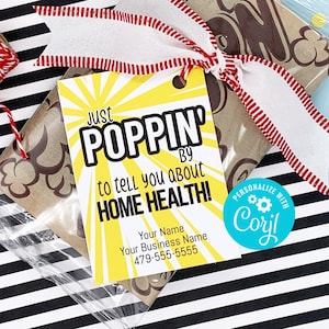Editable - Poppin&#39; By Home Health Gift Tags - Business Referrals - Printable Digital File - HT214