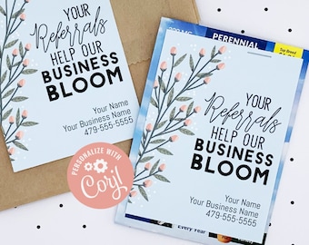 Editable -  Your Referrals Help Our Business Bloom - Spring Gift Tags - Printable Digital File - HT321