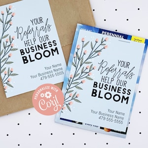 Editable -  Your Referrals Help Our Business Bloom - Spring Gift Tags - Printable Digital File - HT321