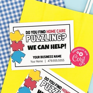 EDITABLE - Do You Find Home Care Puzzling - Printable Business Marketing Tags - HT399