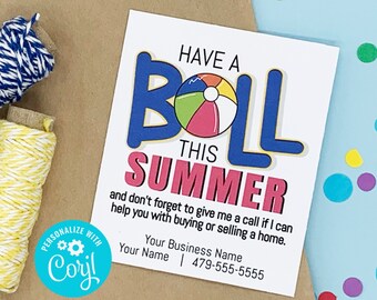 Editable - Have a Ball this Summer - Business Referrals Gift Tags - Printable Digital File - HT344
