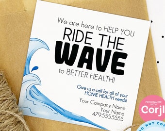 EDITABLE - Ride the Wave to Better Health - summer, ocean, beach - Referral Gift Tags - Printable Digital File HT448