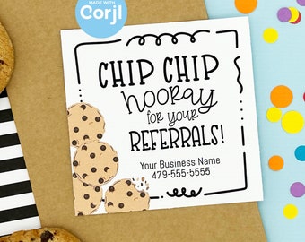 Editable - Chocolate Chip Cookie Gift Tags for Business Referrals - Printable Digital File - HT157a
