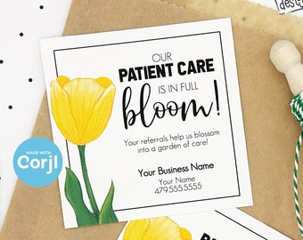 EDITABLE - Nuestra atención al paciente está en pleno auge - Etiqueta de regalo de marketing de referencia de primavera - Archivo digital imprimible - HT433
