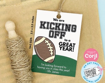 EDITABLE Back to School Football Gift Tag - Student Gift - Printable Digital File - HT098b