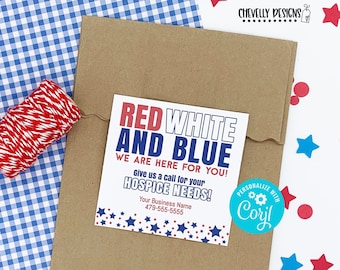 Editable - Red White and Blue Referral Gift Tags - Business Marketing - Printable Digital File - HT267