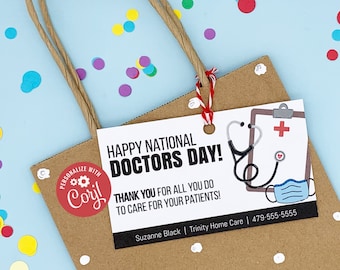 Editable - National Doctors Day Appreciation Gift Tags - Printable Digital File - HT320