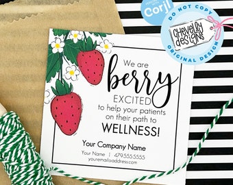 EDITABLE - Berry Excited to Help Your Patients - Strawberry Referral Marketing Gift Tag - Printable Digital File - HT437