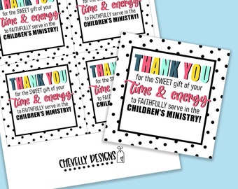 Printable Children's Ministry Appreciation Gift Tags| HT258 - Instant Download
