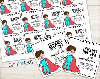 Printable Male Nurse Appreciation Gift Tags - Nurses are Superheroes | Instant Digital Download - HT127