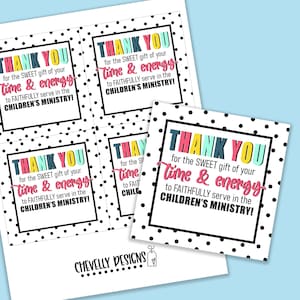 Printable Children's Ministry Appreciation Gift Tags| HT258 - Instant Download