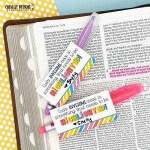 Printable - God's Awesome-ness Needs to be Highlighted - Highlighter Gift Tags - Instant Digital Download - HT124b