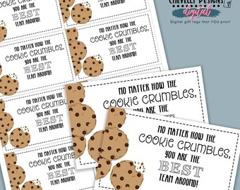 Printable Best Team Gift Tags - COOKIE crumbles  HT051 - Instant Download