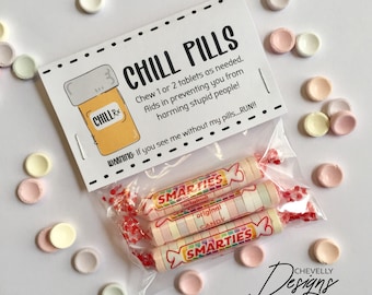 Chill Pill Bag Toppers | Printable - Digital File | Coworker, staff, employee, boss | Team Morale | Work Fun | 4" | BT040 - Instant Download