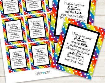 Thanks for the ROLL you play - Employee Appreciation Treat Tags | Printable - Instant Digital File HT056b