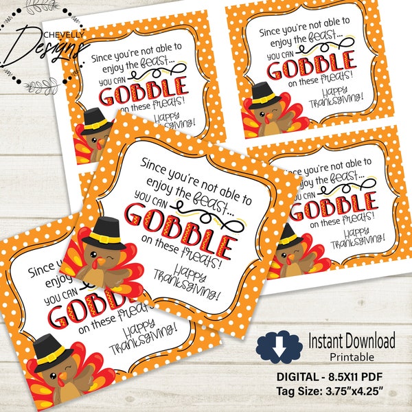 Thanksgiving Treat Gift Tags | Printable - digital file | Turkey Treats | Staff, coworker, employee |  HT079 Instant Download