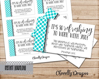 Refreshing Water Gift Tags | Proverbs 11:25 | Inspire Scripture | Coworker Employee | Printable - digital file | HT0047 Instant Download