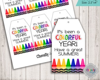 It's been a COLORFUL year...Printable Tags - gift tags, student gift, teacher gift, HT-EOY007