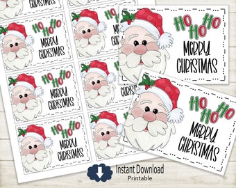 Santa Gift Tags | Printable - Digital File | Ho Ho Ho Merry Christmas | Holiday Party Favors | HT075a - Instant Download