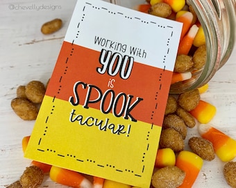 Instant Digital Download - Printable Candy Corn Gift Tags for Halloween - Working with you is SPOOK-tacular - HT188