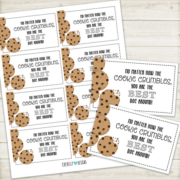 Doctor Appreciation Gift Tags | COOKIE crumbles | Best Doc | HT051 - Instant Download