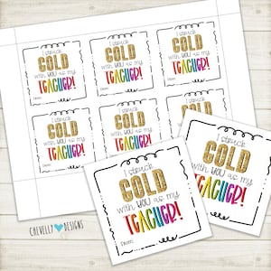 Printable Back to School Gift Tags - I struck GOLD with you as my TEACHER - Instant Digital Download - HT-BTS003a