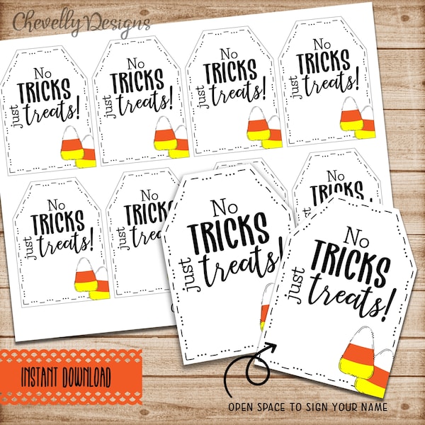 Candy Corn Gift Tags | Printable - digital file | No Tricks just Treats | HT058 - Instant Download