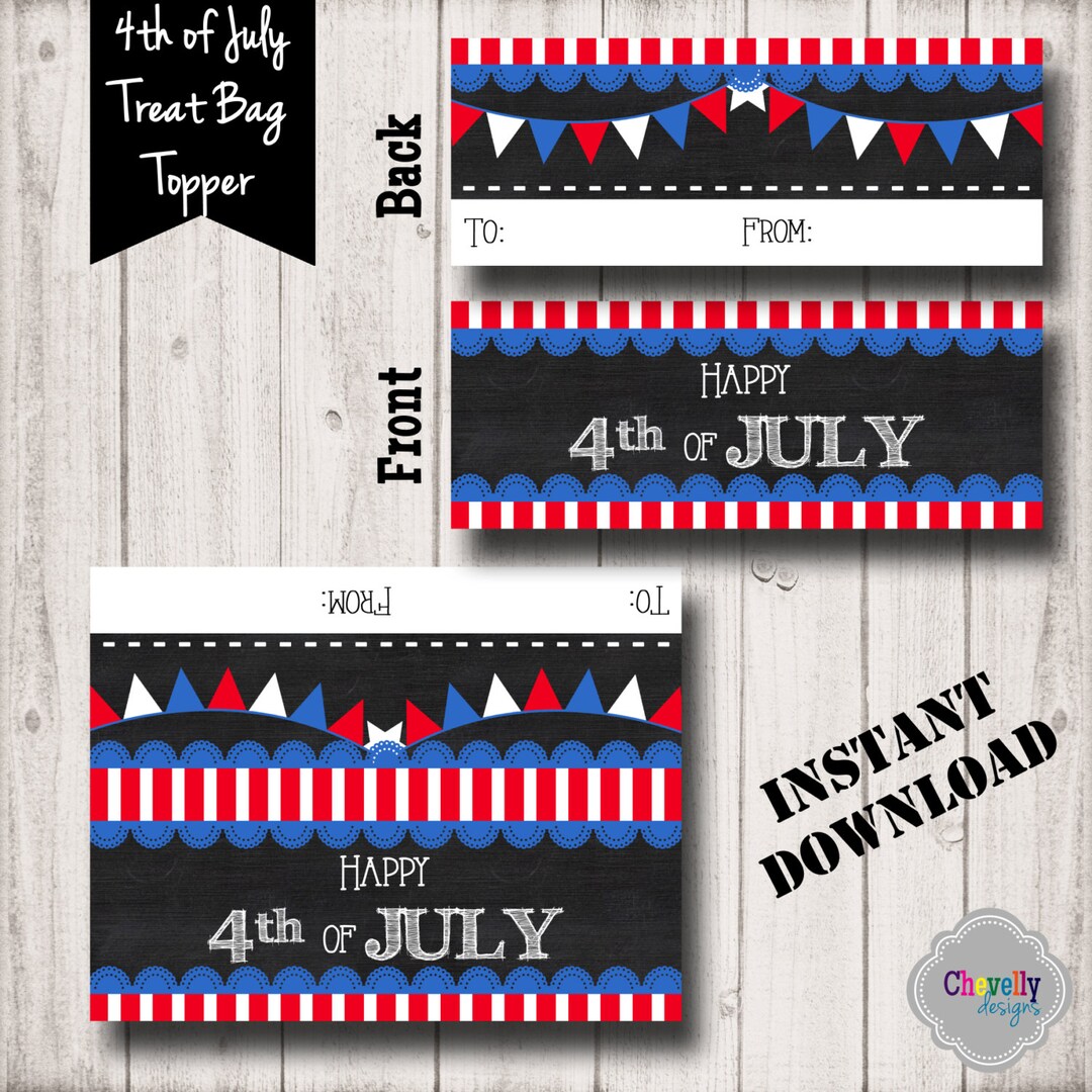 INSTANT DOWNLOAD 4th of July Treat Bag Topper Printable - Etsy