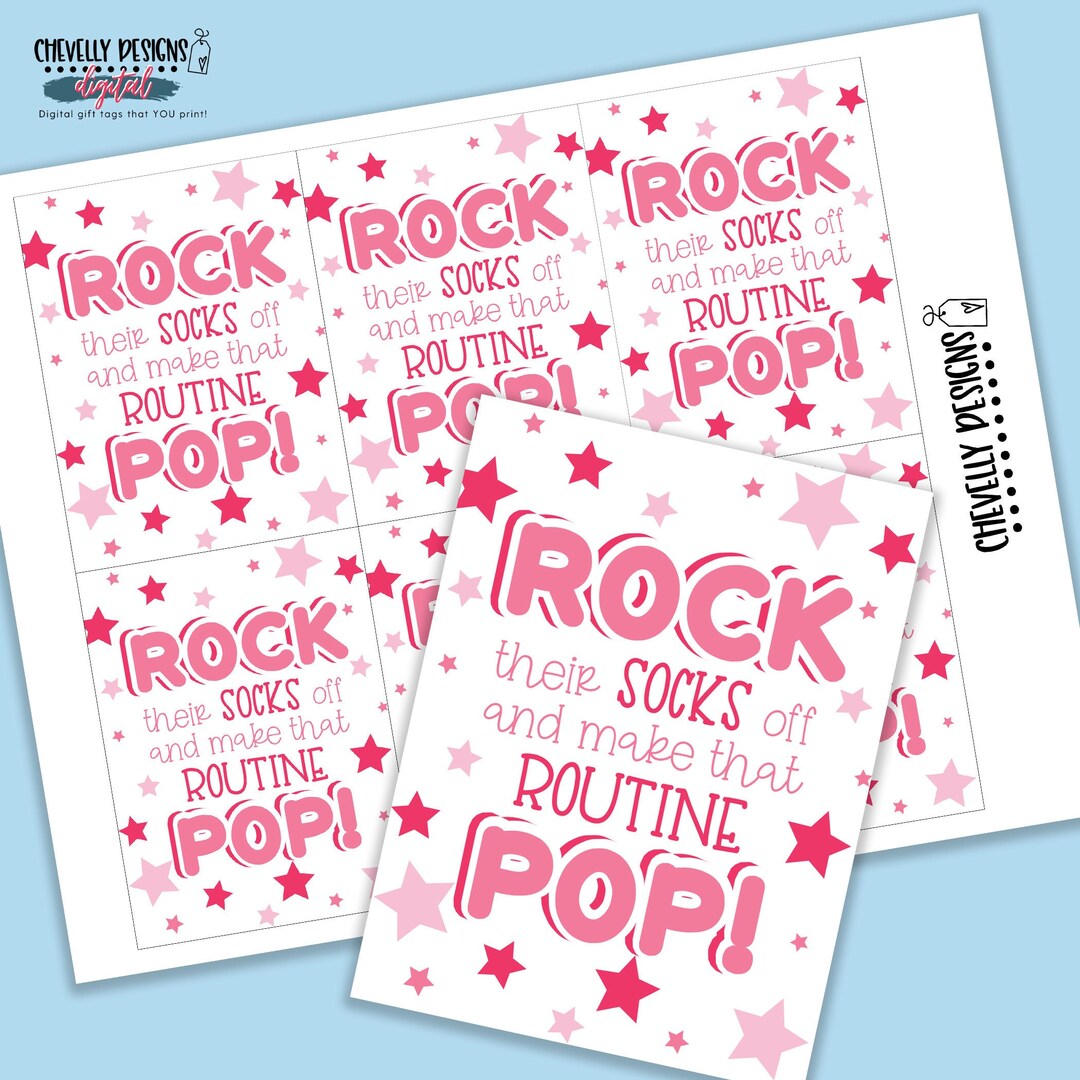 Printable Cheer Gift Tags - Rock Their Socks Off, Make That Routine Pop ...