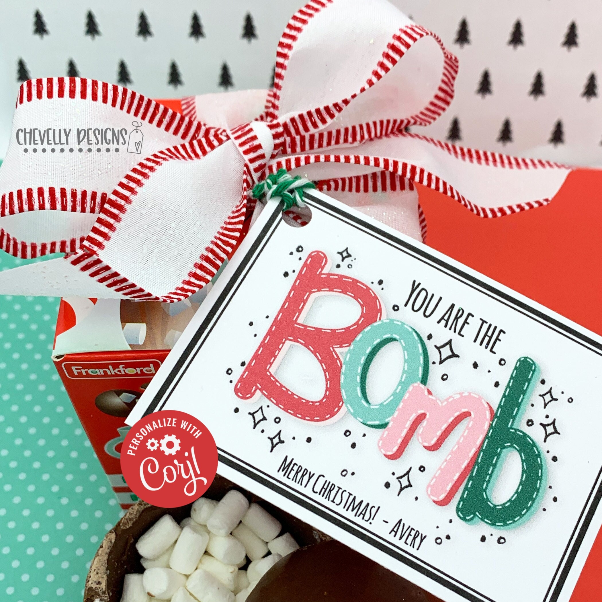 Editable - You Are the Bomb - Hot Cocoa Bomb Christmas Gift Tags ...
