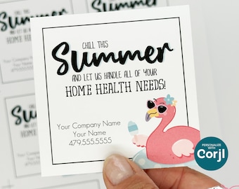 Editable Flamingo Referral Tag | Chill This Summer | Printable Summer Thank You Gift Tag | Digital File HT154a