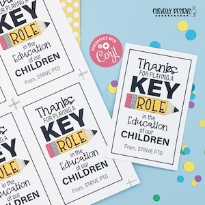 Bearbeitbar - Schlüsselrolle in der Bildung - Geschenkanhänger zum Schulabschluss - Druckbare digitale Datei - HT-EOY014