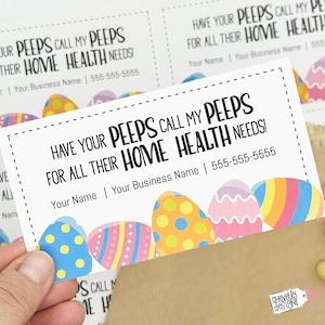 Editable Printable Easter Referrals Marketing Gift Tags, Call My Peeps for Your Home Health Needs, Digital File - HT108a