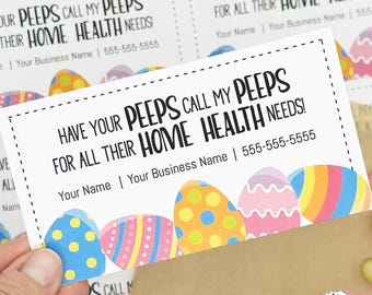 Editable Printable Easter Referrals Marketing Gift Tags, Call My Peeps for Your Home Health Needs, Digital File - HT108a