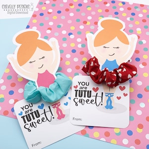 Wydrukowane karty baletowe Scrunchie - You Are Tutu Sweet - Rudowłosa baletnica - MISC005c