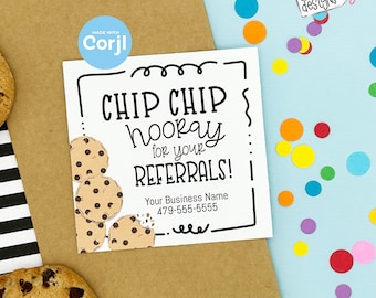Editable - Chocolate Chip Cookie Gift Tags for Business Referrals - Printable Digital File - HT157a
