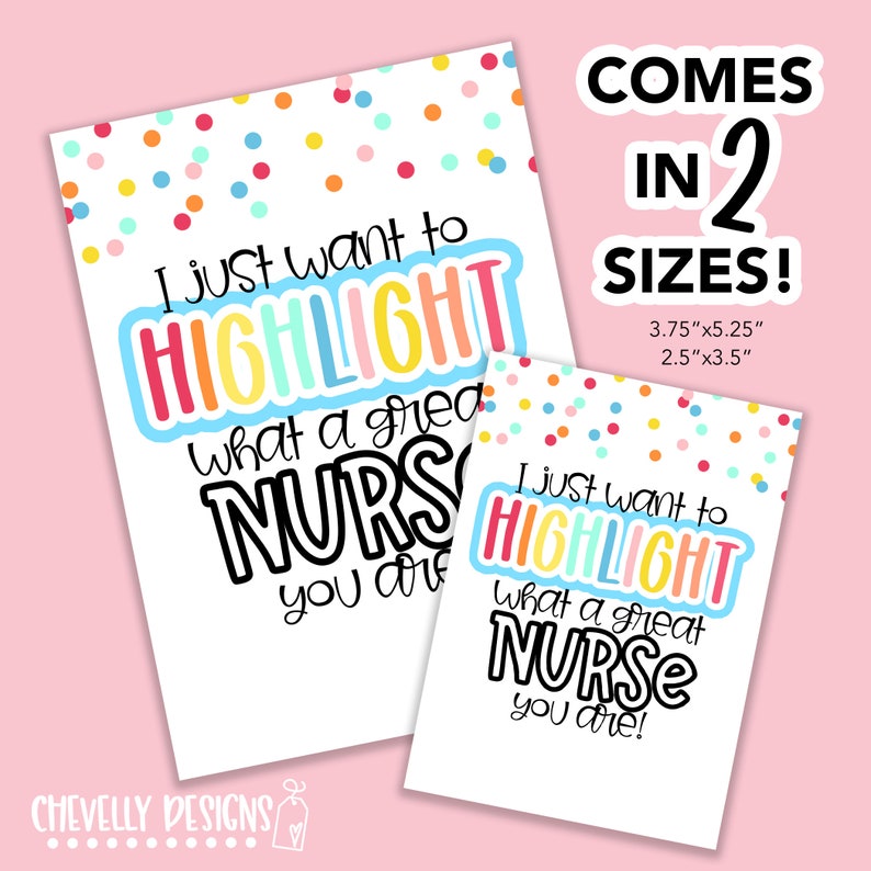 Printable Highlighter Great Nurse Gift Tags Instant Digital Etsy
