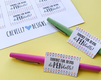 Thanks for being dePENdable! Pen Gift Tags | Printable - Instant Digital File | HT111