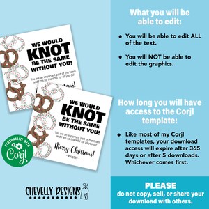 EDITABLE - We Would Knot Be the Same - Christmas Pretzel Staff Gift ...