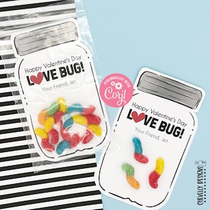 EDITABLE - Tarjetas imprimibles para el día de San Valentín con forma de bicho del amor - Archivo digital - VAL056