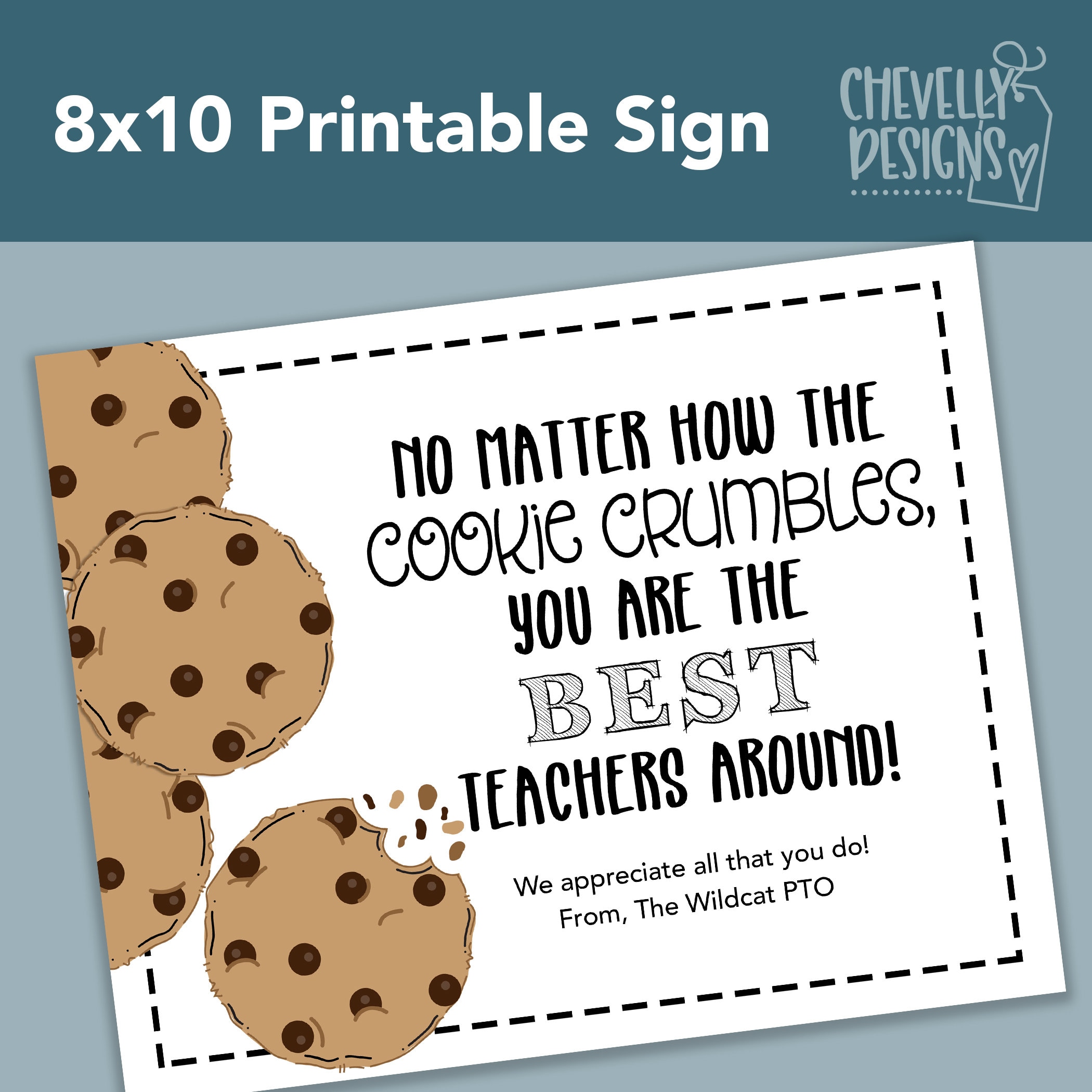 Personalized 8x10 Cookie Appreciation Sign Printable Etsy