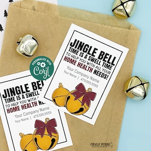 EDITABLE - Jingle Bell Time - Home Health Business Referral Gift Tags - Printable Digital File - HTX058