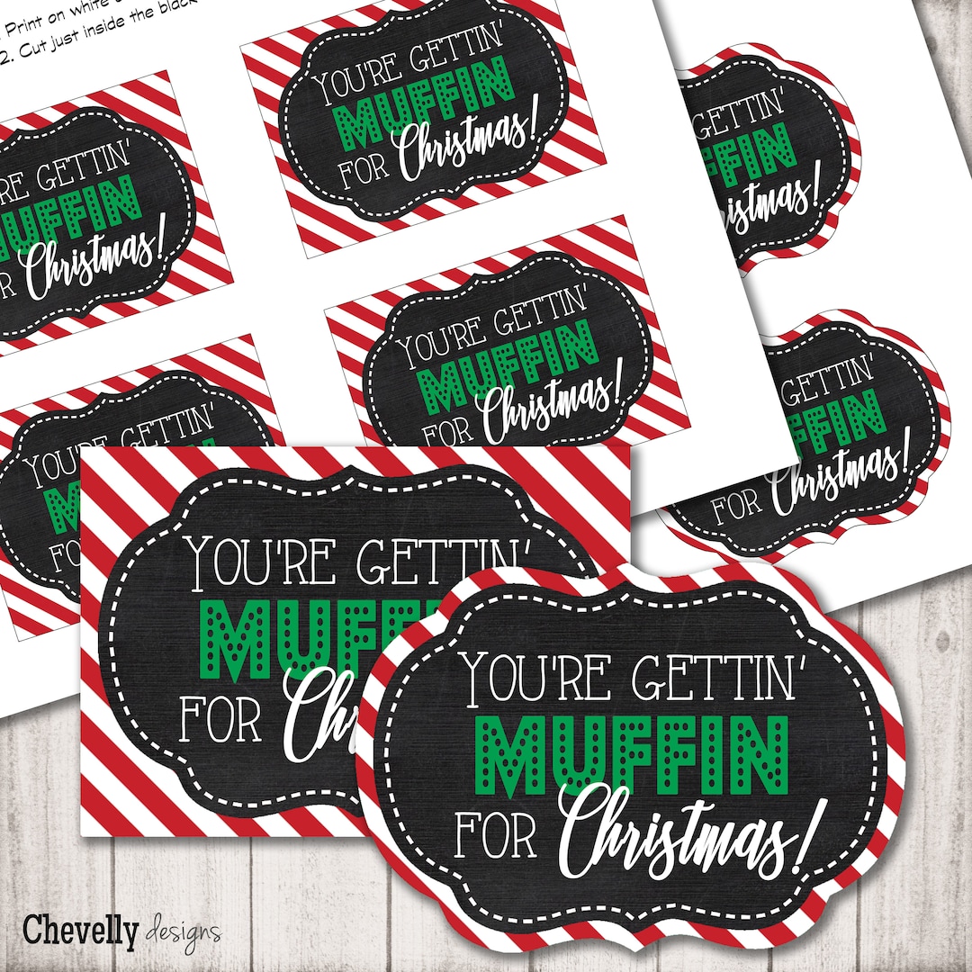 christmas muffin gift tag - xmas011 - printable, holiday, teacher