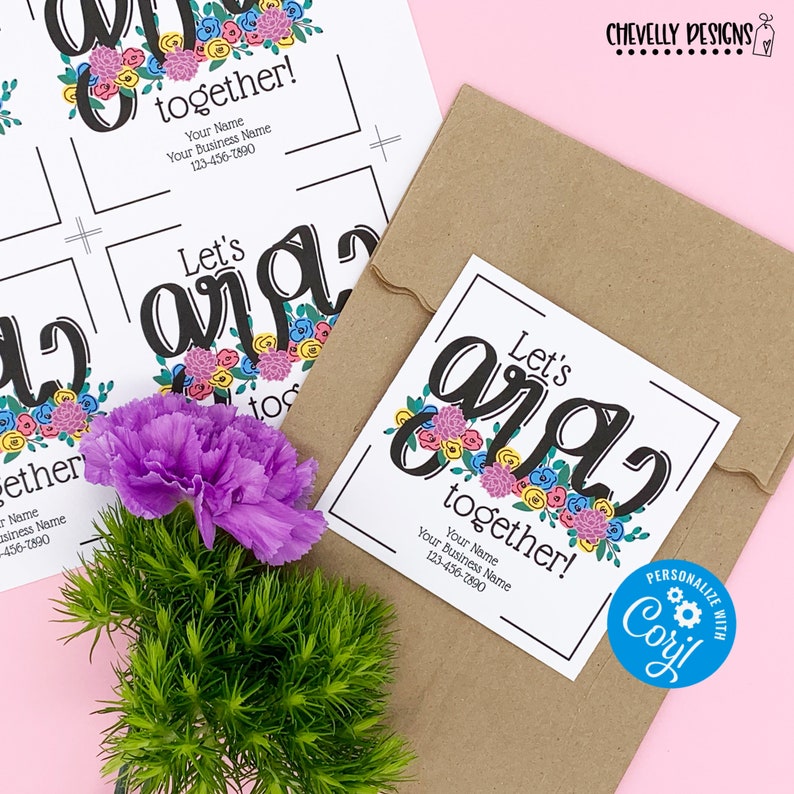 Editable - Let's Grow Together - Referral Gift Tags for Business Marketing - Printable - Digital File - HT334 image 1